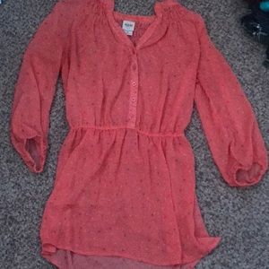 Coral sheer dress/ swimsuit cover